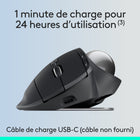 Logitech - Souris trackball sans fil MX Ergo S Plus - Graphite-Complétez votre configuration avancée: Couplez la souris MX Ergo S au clavier ergonomique incurvé en deux parties ERGO K860, doté d'un repose-poignets rembourré intégré pour un confort continu tout au long de la journée