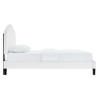 Modway - Daisy Performance Velvet Lit à plateforme jumelle, Blanc-Système de soutien en lattes de bois
