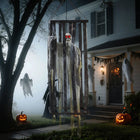 Outsunny - Décoration d'Halloween animée - squelette faucheur animatronique-Décoration polyvalente qui s'adapte aux maisons, aux fêtes et aux espaces publics pour des frayeurs uniques 