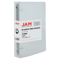 JAM Paper - Mini classeur en plastique à 3 anneaux de 1 po - Transparent - Paquet de 24-Emballage anglais seulement
