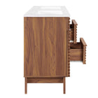 Modway - Render 48" Meuble de salle de bain à double lavabo - Blanc noyer-Bassin à double évier en céramique