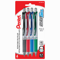 Pentel - Stylos à encre gel liquide EnerGelMC - pointe rétractable - 0,7 mm - bleu - paquet de 4-La technologie d’encre haute performance combine les meilleures qualités des encres liquides et gel pour une expérience d’écriture super lisse