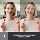 Logitech - Brio 500 Webcam HD avec Expo Auto, Cadrage Auto- Rose-Cadrage automatique (RightSight) : Le cadrage auto centre (1)(3) la camera video sur vous, vous permettant de vous lever et de bouger pendant les reunions sans sortir du cadre