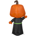 GEMMY - Tête de citrouille gonflable d'Halloween avec faucheuse - 107 cm-Comprend des piquets et des attaches