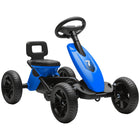 Qaba - Kart à pédales pour enfants avec roues EVA silencieuses - bleu-Corps en plastique solide et cadre en acier robuste supportant jusqu'à 66 lb (30 kg) en toute sécurité 