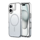 AXS - Crystal Shield Étui D3O fabriqué avec du plastique recyclé MagSafe compatible pour Apple iPhone 16 - Gris Dégradé-Design minimaliste offrant une protection contre les chutes de 6 pieds
