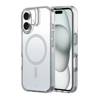 AXS - Crystal Shield Étui D3O fabriqué avec du plastique recyclé MagSafe compatible pour Apple iPhone 16 - Gris Dégradé-Design minimaliste offrant une protection contre les chutes de 6 pieds