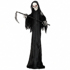 HOMCOM - Faucheuse animée grandeur nature 6 pi avec activation sonore tactile - noir-Une silhouette de faucheur avec une faux crée un point focal effrayant pour Halloween 