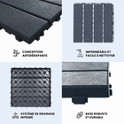 MotionGrey - Dalles de terrasse extérieures  à 4 lattes, emboîtables et imperméables, pour patio, balcon et jardin - Noir - ensemble de 20 pièces-Conception extérieure imperméable adaptée aux patios, balcons et jardins