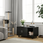 PawHut - Boîte de rangement pour litière de chat, table d’appoint avec griffoir - noir-Fabriqué en panneau MDF robuste 