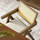 Modway - Thera Canne en cuir végane Fauteuils de salle à manger Ensemble de 2 - Pierre de chêne altérée-Bras effilés