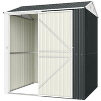 Outsunny - Remise de rangement extérieur haute 7 pi x 6 pi, étanche, gris foncé-Conception extra-haute avec une porte élevée offrant un accès confortable pour entrer
