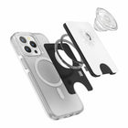 PopSockets - PopWallet+ pour MagSafe avec Anneau Adaptateur Magnétique - Blanc/Clear-Les cartes de crédit sont protégées par un bouclier magnétique