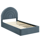 Modway - Solana Arqué Performance Velvet Lit à plateforme jumelle, Cadet Blue-Sellerie en velours Performance résistante aux taches