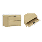 Manhattan Comfort - Table de nuit moderne Grace 28" - Chêne naturel et noir-Poignées de tiroir horizontales glamour en métal avec finition au choix noire ou dorée