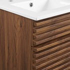Modway - Render 18" Armoire à coiffeuse de salle de bain - Blanc noyer-Trous centraux de 8"