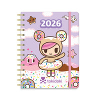 Orange Circle Studio - 2026 Agenda souple et compact de luxe - 5,7 po x 7,6 po - Donutella de tokidoki-Doté d’une bande élastique pour la fermeture et d’une pochette de rangement intérieure