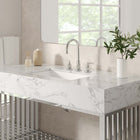 Modway - Gridiron 48" Vanette de salle de bain - Argent blanc-Acier inoxydable