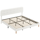 HOMCOM - Cadre de lit plateforme avec tête de lit réglable king size - blanc-Trois hauteurs réglables pour un soutien dorsal confortable lors de la lecture ou de la détente 