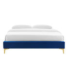Modway - Sutton Performance Velvet Cadre de lit queen-lit, Marine-Système de soutien en lattes de bois