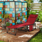Outsunny - Chaise longue pliante - chaise de bronzage à 5 niveaux - rouge-La structure en acier avec revêtement en poudre résiste à la rouille et aux intempéries
