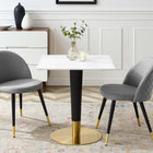 Modway - Zinque 28 po Carré Table à manger, Or Blanc-Plateau en MDF