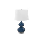 Monarch Specialties - Luminaire - 24 po H Lampe De Table - Verre Bleu - Abat-Jour Ivoire / Crème - Contemporain-Ajoutez une touche tendance à n'importe quelle pièce avec cette élégante lampe de table de 24 pouces en verre bleu avec une base en métal argenté et un abat-jour en tissu ivoire en forme de cône, surmonté d'un embout rond argenté
