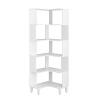 Prepac - Bibliothèque d'angle Nordik 71,5 po à 6 niveaux, tablette autoportante extra haute avec rangement - Blanc-Conçu Et Fabriqué Aux États-unis Et Au Canada: Les produits d'ameublement prepac sont fièrement fabriqués en amérique du nord pour une qualité et une fiabilité fiables et soutenus par notre équipe de soutien à la clientèle compétente basée en amérique du nord