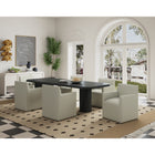 Manhattan Comfort - Lot de 2 fauteuils de salle à manger modernes Anna Square 58 cm en similicuir gris pierre-Coussinets de pied en plastique épais