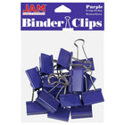 JAM Paper - Pinces à reliure colourées - taille moyenne - 32 mm (1 1/4 po) - pinces à reliure violettes - paquet de 15-Couleur : Violet | Fabriqué en acier trempé pour une tenue extra forte