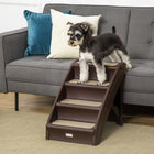 PawHut - Escalier pour chien pliable portable à 4 niveaux - brun foncé-Construction en plastique stable, légère et solide 