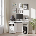 HOMCOM - Bureau d'ordinateur avec plateau pour clavier - 47,2 po L x 21,7 po l x 33,5 po H - blanc-Deux tiroirs et une petite étagère de rangement pour un espace de stockage supplémentaire