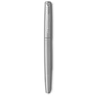 Parker − Stylo plume Jotter − acier inoxydable avec bordure chromée − plume moyenne − encre bleue-Pointe moyenne; comprend 2 petites cartouches d’encre bleue à base d’eau