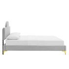 Modway - Sunny Performance Velvet Lit plein, Gris clair-Capacité de poids du cadre de lit : 800 lb