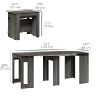 HOMCOM - Table à manger rectangulaire extensible 23,6 po - 70,9 po pour 6-8 personnes - gris-Ces panneaux peuvent être placés sous la table lorsqu'ils ne sont pas utilisés 
