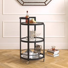 Hudson&Canal - Chariot de bar rond Hause 21" de largeur - Bronze noirci-Caractéristiques assemblage facile