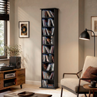 HOMCOM - Armoire de rangement multimédia DVD mince à 9 niveaux avec étagères ajustables - noir-Sangle anti-basculement pour plus de sécurité et de stabilité 