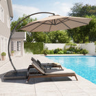 Lausaint - Parasol déporté de 3,35 m avec base - Beige-Diamètre du poteau : 2,36 pouces (6 cm)