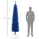 HOMCOM - Sapin de Noël artificiel fin - sapin de Noël crayon - bleu profond-Sûr et stable avec une base en plastique robuste pour le soutien