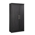 Sauder - Meuble de rangement HomePlus - Chêne corbeau-Rangement multi-pièces:  Cette armoire fonctionnelle peut répondre à vos besoins de rangement dans diverses pièces – salon, bureau, cuisine, buanderie ou salle de bain.    RANGEMENT SPACIEUX – Deux étagères réglables et une étagère fixe derrière chaque porte. La porte de rangement pivotante dispose de trois étagères réglables et de trois étagères fixes