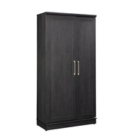Sauder - Meuble de rangement HomePlus - Chêne corbeau-Rangement multi-pièces:  Cette armoire fonctionnelle peut répondre à vos besoins de rangement dans diverses pièces – salon, bureau, cuisine, buanderie ou salle de bain.    RANGEMENT SPACIEUX – Deux étagères réglables et une étagère fixe derrière chaque porte. La porte de rangement pivotante dispose de trois étagères réglables et de trois étagères fixes