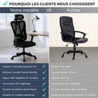 MotionGrey - MC3 Chaise de bureau ergonomique à dossier haut avec accoudoirs réglables - Noir-8