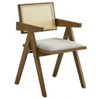 Modway - Thera Canne en cuir végane Fauteuils de salle à manger Ensemble de 2 - Pierre de chêne altérée-Pieds en forme de A