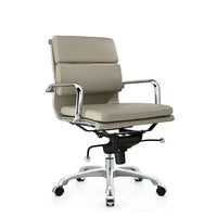 Plata Import Paco Gris Chaise de bureau à dossier bas (LS-3061-G)-Siège en cuir PU