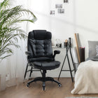 Vinsetto - Fauteuil de bureau exécutif à hauteur réglable avec roulettes pivotantes et accoudoirs - noir-Le similicuir est luxueux et facile d’entretien