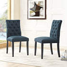 Modway - Duchess Tissu Chaise à manger Ensemble de 2 - Azure-Dossier boutonné luxueusement touffé