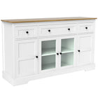 HOMCOM - Buffet 55,1 po L avec rangement et 3 tiroirs - blanc-Trois tiroirs et armoires augmentent les options de rangement 