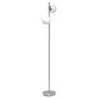 JAC Styles Liam 66" 2-Light Floor Lamp - Brushed Nickel with White Shade-Customizable Lighting - The lamp is ETL listed for dependable everyday use. The candelabra base sockets let you choose compatible bulbs to personalize brightness and ambiance.
