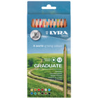 Lyra Graduate - Ensemble de 12 crayons de couleur - Couleurs assorties-12 couleurs vives avec des mines de plomb solides de 3,8 mm