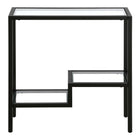 Hudson&Canal - Table d'appoint rectangulaire Lovett de 61 cm de largeur, , bronze noirci-Le dessus et les étagères sont en verre trempé durable